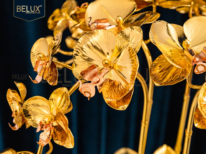 Chậu Lan Vàng Sen Ngọc mạ vàng 24k&nbsp;cao 50cm